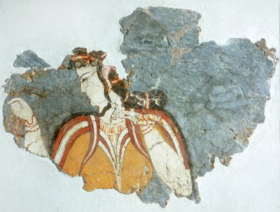 Hoffdame, freskomaleri fra Mykene-palasset, Hellas, mykensk sivilisasjon av Mycenaean
