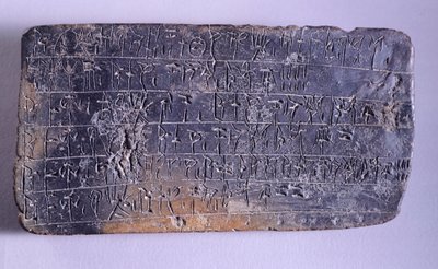 Nettbrett innskrevet i Linear B, terrakotta fra Nestor Palace-arkiver i Pylos (Hellas), mykensk sivilisasjon, ca 1200-tallet f.Kr. av Mycenaean