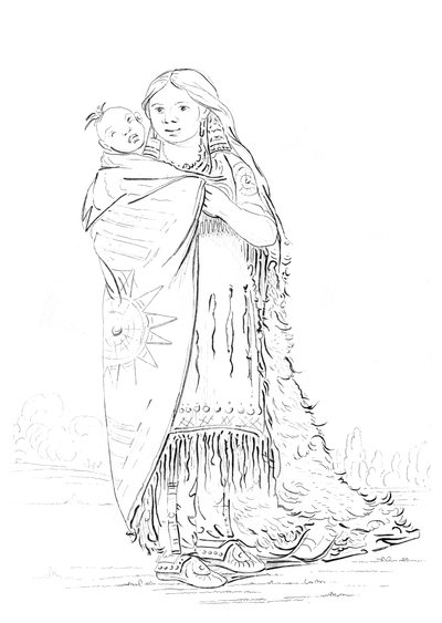 Indiansk kvinne og baby. av Myers and Co
