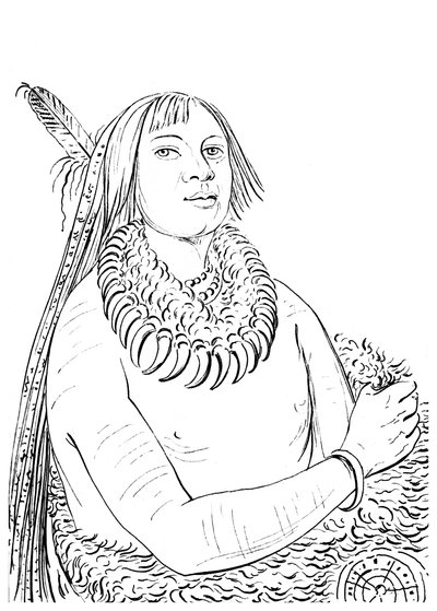 Portrett av han som skynder seg gjennom midten, indianermann, 1841. av Myers and Co