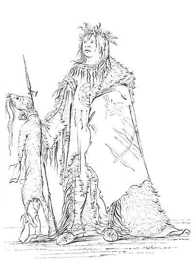 Portrett av Iron Horn, indianermann, 1841. av Myers and Co