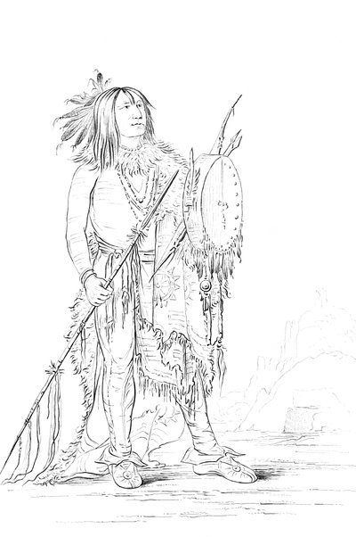 Portrett av White Buffalo, indianermann, 1841. av Myers and Co