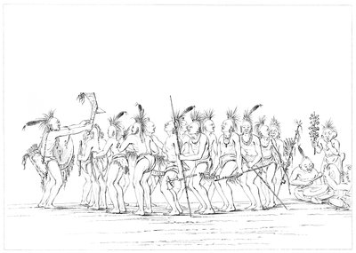 Slavedans, Sac and Fox, Rock Island, Upper Mississippi, 1841. av Myers and Co