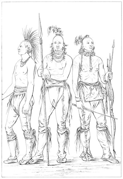 Three Osage braves, 1841. av Myers and Co
