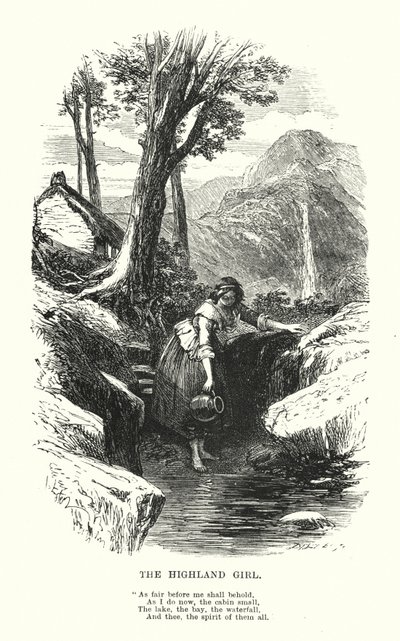 William Wordsworth: The Highland Girl (gravering) av Myles Birket (after) Foster