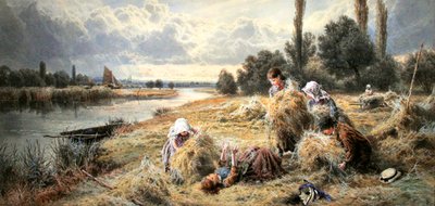 Hømakere (akvarell på papir) av Myles Birket Foster