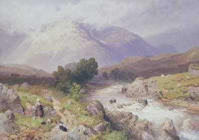 Highland Scene nær Dalmally, Argyll (wc på lerret) av Myles Birket Foster