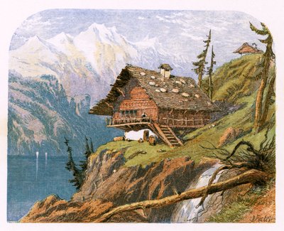 Illustrasjon for "The Traveller" av Myles Birket Foster
