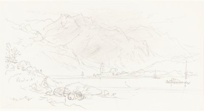Innsjø i et fjellaktig landskap av Myles Birket Foster