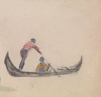 En av en gruppe på tre studier av gondoler av Myles Birket Foster