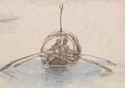 En av en gruppe på tre studier av gondoler av Myles Birket Foster
