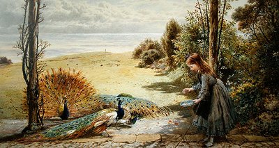 Påfugler (akvarell på papir) av Myles Birket Foster