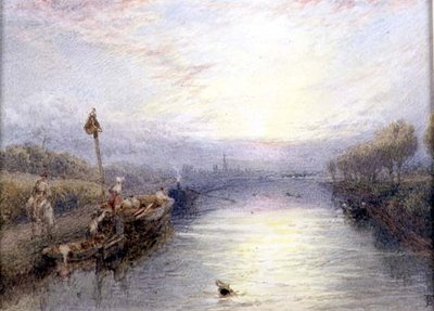 Elvelandskap (akvarell) av Myles Birket Foster