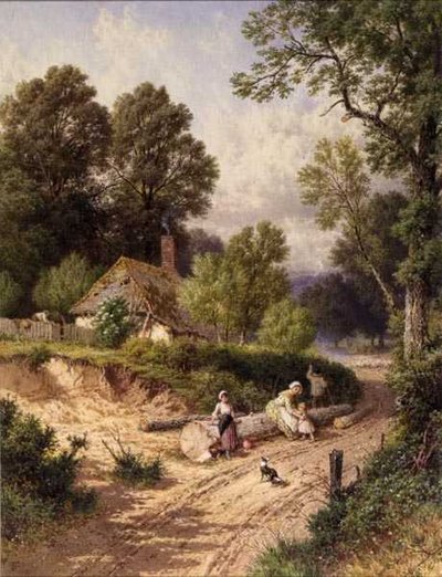 The Green Lane (akvarell på papir) av Myles Birket Foster
