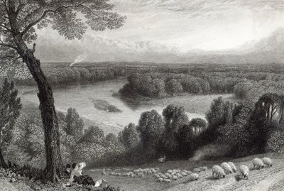 Themsen fra Richmond Hill, gravert av J. Saddler, trykt av Cassell, Petter und Galvin av Myles Birket Foster