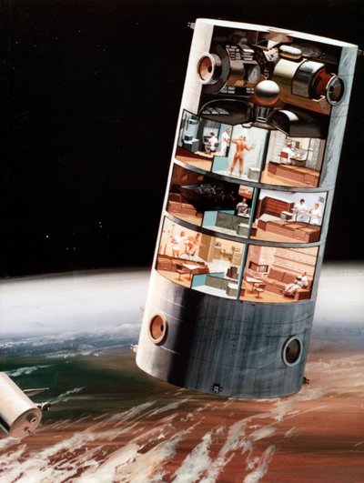 Et futuristisk syn på å leve i verdensrommet, c1970-tallet. av NASA Images