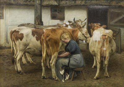 Melking av kyrne. Vestjylland av N.P. Mols
