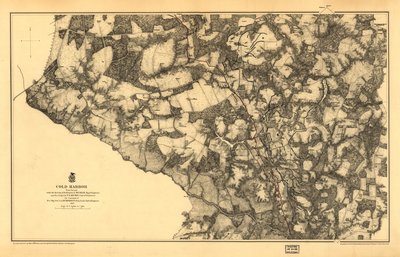 21.120. LC Civil War Maps (2nd ed.), 531.3 I denne utgaven er kartet trykt på gul bakgrunn med Chickahominy-elven farget grønn. Viser veier, Virginia Central R. R., hus, gjerder, navn på innbyggere, vegetasjon, drenering og relieff av ha av N. Michler