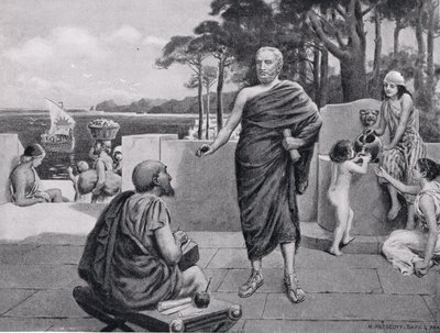 Thucydides in Exile, illustrasjon fra Hutchinsons History of the Nations, 1915 av N. Prescott Davies