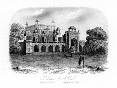 Graven til Akbar den store, Sikandra, India, c1840. av N. Remond