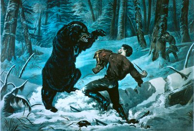 Life on the American Frontier: Hunter in a Tight Fix av Currier and Ives