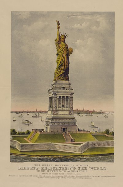 Den store Bartholdi-statuen, Liberty Enlightening the World, The Gift of France to the American People, ca. 1885 (kromolitografi) av Currier and Ives