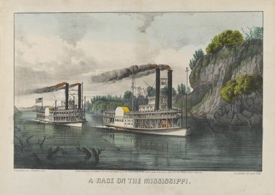 Et løp på Mississippi av Currier and Ives
