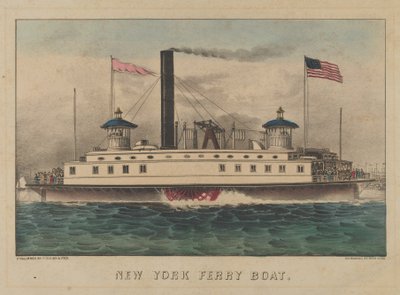 New York Ferry Boat, ca. 1860-65 (håndfarget litografi) av Currier and Ives