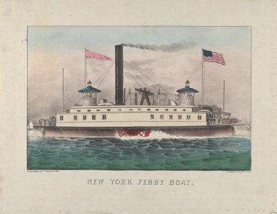 New York Ferry Boat, ca. 1860-65 (håndfarget litografi) av Currier and Ives