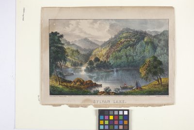 Sylvan Lake (håndfarget litografi) av N. and Ives J.M. (1824 95) Currier