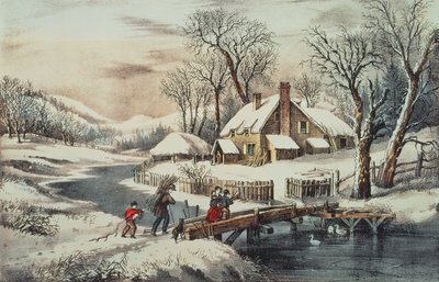 The Ingleside Winter, pub. av Currier & Ives (trykk) av N. Currier and Ives J.M.