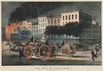 The Life of a Fireman, The Metropolitan System av Currier and Ives