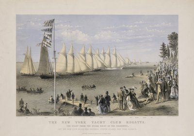 The New York yacht club regatta, ca. 1869 (fargelitografi) av Currier and Ives