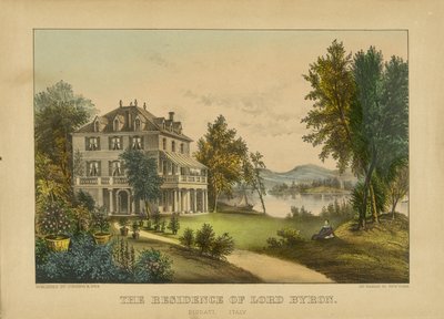 The Residence of Lord Byron (håndfarget litografi) av Currier and Ives