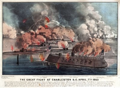 Den store kampen ved Charleston S.C. april 7. 1863 av Currier and Ives