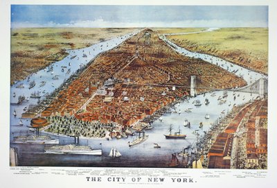 City of New York, 1876 av N. and Ives, J.M. Currier