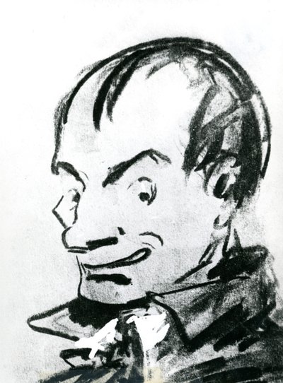 Karikatur av Charles Baudelaire (1821-67) (blyant på papir) (s/hv-foto) av Nadar