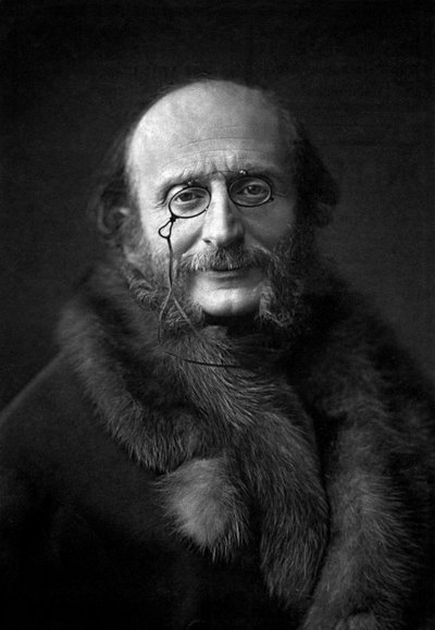Den franske komponisten Jacques Offenbach (1819-1880) ca. 1876 (s/hvitt-bilde) av Nadar
