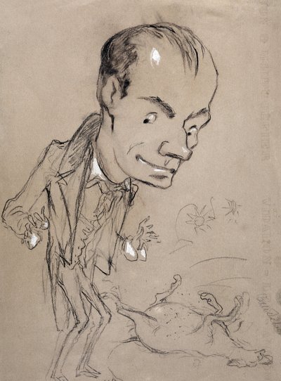 Baudelaire forbauser foran en død hest og på ryggen. Representasjon av Charles Baudelaire poet francais (1821-1867) av Nadar
