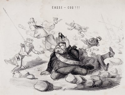 Dareneck!!! (Nakkebrudd). Litografi av Gabriel Aubert, trykker i Paris som utgir avisen «La Caricature» av Nadar