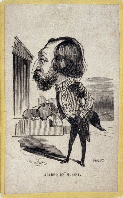 Portrait-charge av Alfred de Musset (1810-1857), fransk poet og dramatiker. Tegneserie av Gaspard Felix Tournachon dit Felix Nadar (1820-1910). av Nadar