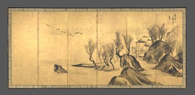 Landskap med de kinesiske litteratene Su Shi og Tao Qian av Nagasawa Rosetsu