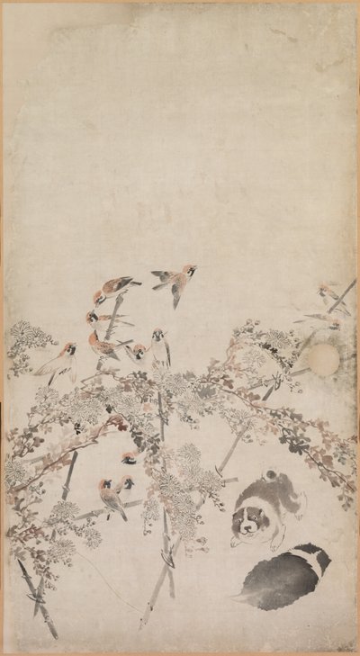 Valper, spurver og krysantemum, 1754-1799. av Nagasawa Rosetsu