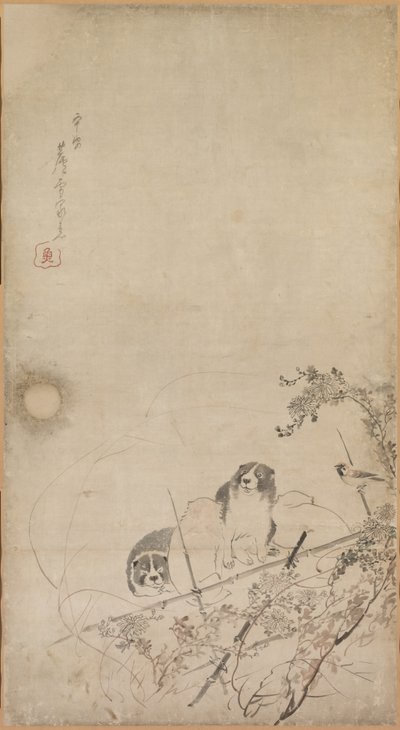 Valper, spurver og krysantemum, 1754-1799. av Nagasawa Rosetsu