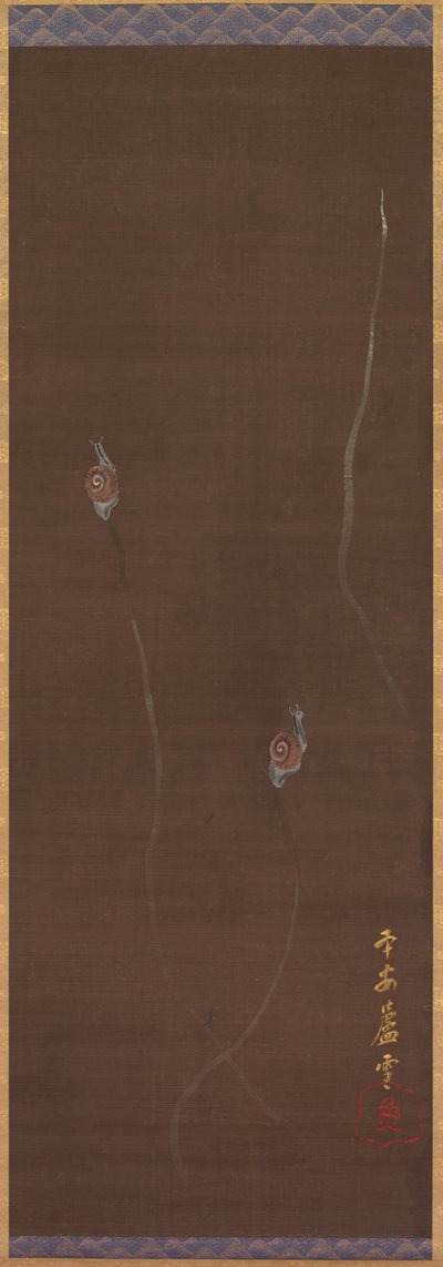 Snegler på en vegg, 1700-tallet. av Nagasawa Rosetsu