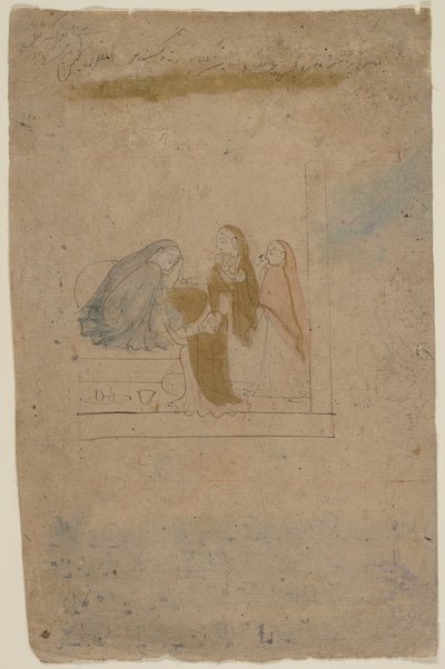 En dame med ledsagere, ca. 1775-80. av Nainsukh