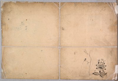 To elefanter som kjemper i en gårdsplass før Muhammad Shah, ca. 1730-40. av Nainsukh