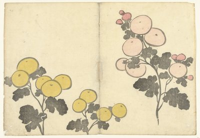 Stiliserte gule og rosa blomster Bildealbum av Korin (serietittel) Korin gafu (serietittel) av Nakamura Hochu