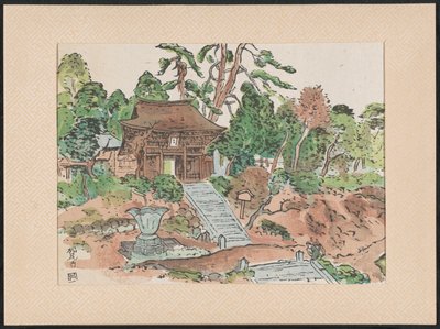 De Matsunodera tempel Aobayama Matsuodera Temple (tittel på objekt) Houtsnedes van heilige Kannon tempels (serietittel) Wooblock-trykk av hellige Kannon-templer (serietittel på objekt) Mokuhanga Kannon reijô sen (serietittel på objekt) av Nakazawa Hiromitsu