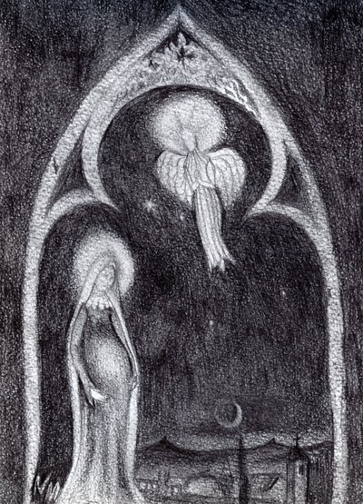 Angel Gabriel, 2015, (Graphite Pencil Study on card) av Nancy Moniz Charalambous